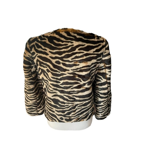 Banana Republic Womens Faux Fur Animal Print Crop Coat Jacket Size S Black - Picture 3 of 9
